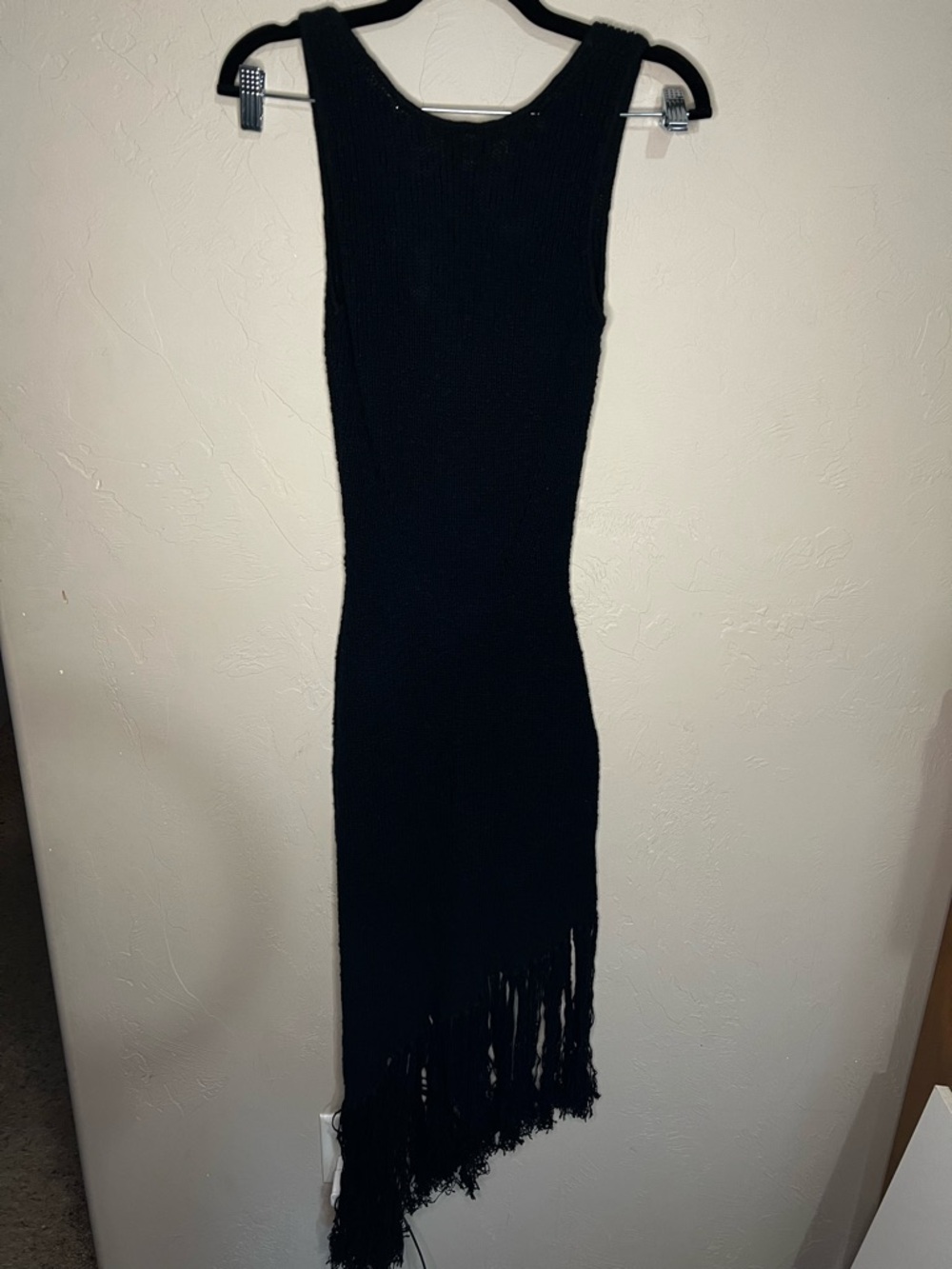 Rails Rylee Black Knitted Asymmetrical Sleeveless Fringe MIDI Dress - Picture 6 of 14